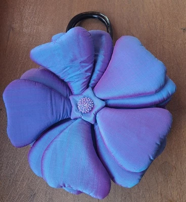 Handtasche exklusiv Blume Seide handgemacht türkis/lila changierend - Bild 1 von 4