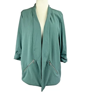 Maurices Open Front Blazer 3X Zipper Pockets 3/4 Ruched Sleeves Career Office - Picture 1 of 6