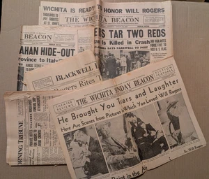 Lot 5 Newspaper Tribute to WILL ROGERS, WILEY POST KILLED IN PLANE CRASH Photos - Picture 1 of 7
