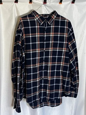 Lands End Flannel Shirt Men's Plaid Blue Red Button Up Long Sleeve 3XL 19-19.5" - Image 1 of 4