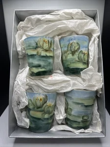 O&E G Royal Austria handbemalte Porzellan Seerose um 1900 4er Set - Bild 1 von 11