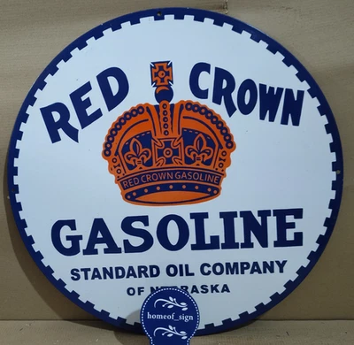 Red Crown Gasoline Porcelain Enamel Sign 30 X 30 Inches 1 sides - Image 1 of 4