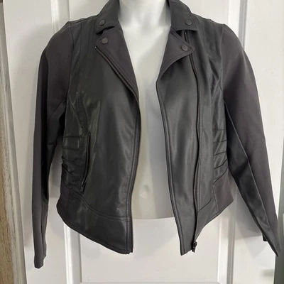 Torrid Gray Motorcycle Jacket 00 Zip Up Large Ponte 00X Curvy Cut - Image 1 of 4
