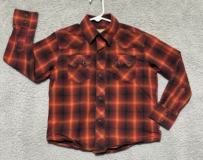 Wrangler Retro Pearl Snap Western Shirt Youth Boys Small Red Plaid Cowboy Rodeo - Image 1 of 4