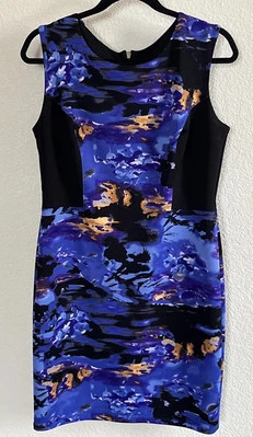 Vestido para mujer Cynthia Rowley talla 10 sin mangas negro púrpura cremallera trasera Foto 1 de 4