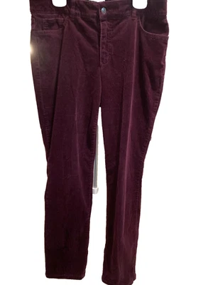 Pantalones de mezclilla de pana Chaps, talla 12, pantalones elásticos color vino Foto 1 de 4