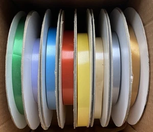 Vintage Hallmark Bulk HallSheen Ribbon 250QRH Lot 8 Gold Silver Ivory Yellow + - Picture 1 of 9