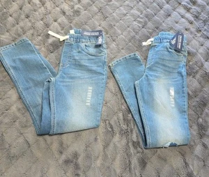 OshKosh B'Gosh Boys 14 Jeans Waist Stretch Distressed Pull On SKINNY Lot 2 Denim - Picture 1 of 20