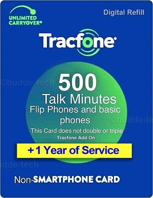 TracFone 1 Year & 500 minutes plan BASIC/ALL PHONES *Direct Add within 2 Days!* - Image 1 of 4