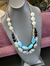 Vintage LYNDELL NYC Chunky Rhinestone Crystal Lucite Beaded Statement Necklace