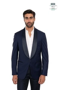 $5200 ISAIA NAPOLI Blue Navy Tuxedo Jacket Shawl Collar Wool 40 US / 50 EU 8R - Picture 1 of 9