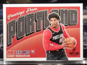 SCOOT HENDERSON RC 2023-24 NBA Hoops #3 Rookie Greetings Portland Trail Blazers - Picture 1 of 2