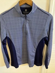 Peter Millar Sun Shirt Damen marine/weiß/kariert Gr. M 1/4 Zip The Open Stretch Golf - Bild 1 von 5