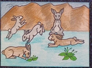 ACEO Original "Where the Bunnies Play" - Picture 1 of 1
