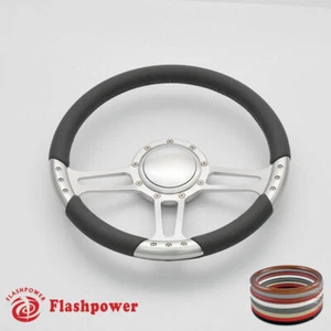 14" Billet Steering Wheels Dark Gray Full Wrap Chrysler New Yorker Imperial GTO - Foto 1 di 12