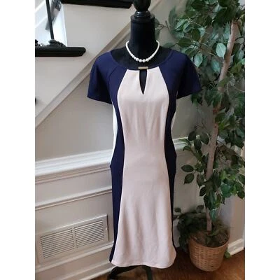 Vestido Vaina Sandra Darren Mujer Talla 20W Blanco Azul Manga Corta Cuello Cerradura Foto 1 de 4