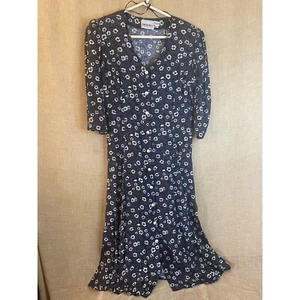 Vestido Caroline Wells Vintage Años 90 Talla 10 Púrpura Floral CottageCore Midi - Imagen 1 de 10