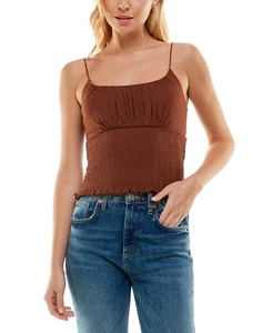 MSRP $22 Ultra Flirt Juniors' Emma Smocked Top Brown Size Large - Picture 1 of 1