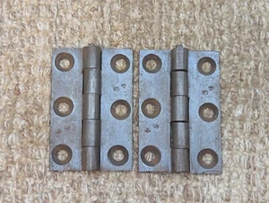 Pair 2 1/16" x 3 3/16" Antique Cast Iron Butt Hinges Door Hardware - Picture 1 of 8