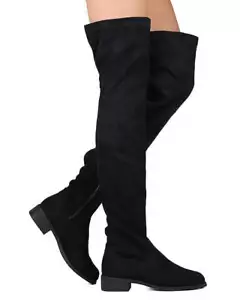 Olympia-20 - Nature Breeze Kunstleder Overknee Reiten Niedriger Absatz Mode Stiefel - Bild 1 von 7