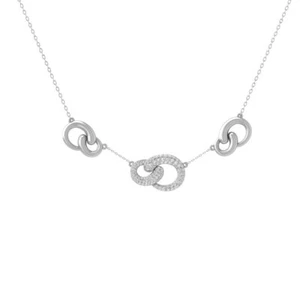 10K White Gold Natural Diamond Necklace 18" for Women Silver Cable Chain - Picture 1 of 7