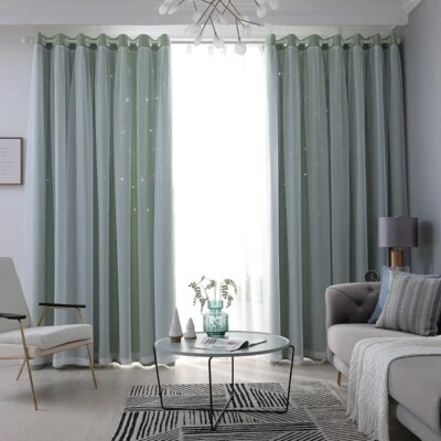 Star Shading Blackout Curtain Double-Layer Floor-Standing Window Curtain Home - Image 1 of 4