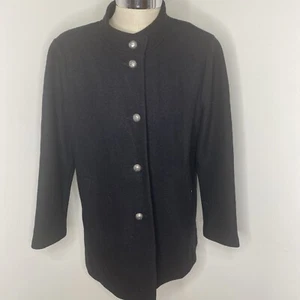 Giacca cappotto lana cotta Geiger donna taglia 16 XL Austria 42 nero tasca da passeggio - Foto 1 di 9