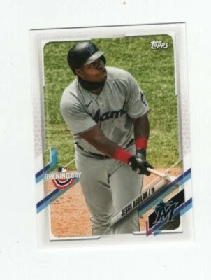 2021 TOPPS OPENING DAY BASEBALL - JESUS AGUILAR MIAMI MARLINS #76 - Image 1 of 4