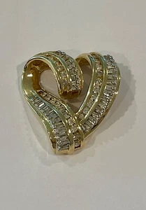 ESTATE 14KT YG CALIBER BRILLIANT/BAGUETTE PENDANT SLIDE AUTHENTICATED 7.3.5 GRAM - Picture 1 of 20