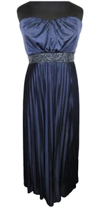 City Chic Navy Strapless Beaded Formal Gown Self Tie Belt, Pleated, Plus Size 16 - Picture 1 of 16