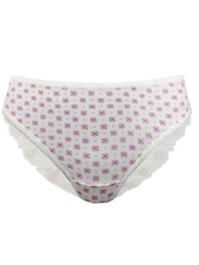 EX M&S IVORY Low Rise Lace Back Floral Print Brazilian Knickers - Picture 1 of 5