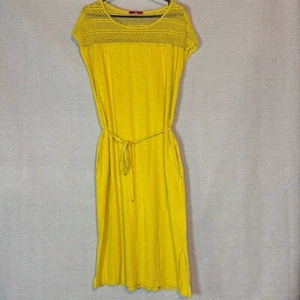 Women's S. Oliver Maxi Dress Yellow Sleeveless Knit Design Size Medium or Large - Picture 1 of 7