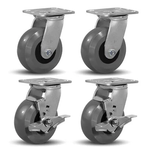 5 Inch Crowned Solid Polyurethane Heavy Duty Casters ,Capacity1800-7200LB - Picture 1 of 63