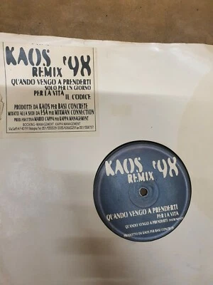 VINILE RARO Kaos One ( Quando vengo a prenderti Rmx '98 )  INTROVABILE!!!! - Immagine 1 di 3