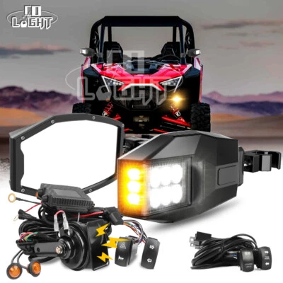 Bocina de señal de giro UTV universal legal para calle con kit de espejo lateral para Polaris RZR Foto 1 de 4