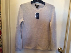 LORD & TAYLOR 2-lagiger KASCHMIR RUNDHALSAUSSCHNITT PULLOVER: PETITE: Aluminium meliert: Neu mit Etikett: PL - Bild 1 von 6