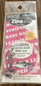 "Líderes Zing para bajos a rayas prueba de 60 lb con bloqueo de costa y giro de 24"" (paquete de 2)" - Imagen 1 de 4