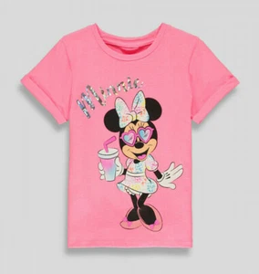 Girls Disney Minnie Mouse T-Shirt Bright Pink Summer Top Baby - Picture 1 of 5