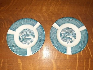 Pair of Royal China Currier & Ives Blue, 5-1/2" Ashtrays, Central Park - Picture 1 of 5