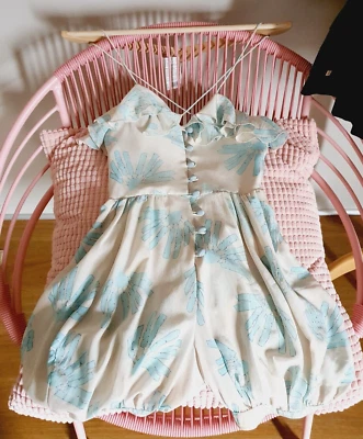 Arabella Ramsay Silk Ruffled spaghetti strap Bloomer Romper playsuit Sz 6 Print - image 1 of 4