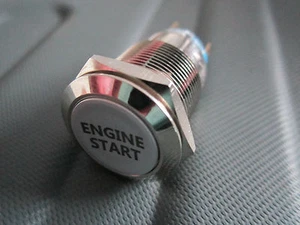 RED 19mm 12V Car LED Light Latching Engine Start Metal Push Button - Picture 1 of 5
