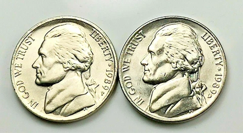 1989 P & D  Jefferson Nickel - BU Set Pulled From OBW Rolls Cover