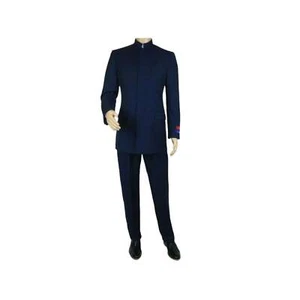 Hombres Apollo King Traje con Bandas Sin Cuello Mandarín 5 Botones Ocultos Panel AG52 Azul Marino - Imagen 1 de 29