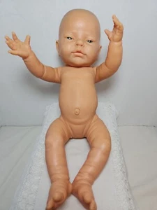 Vintage BERJUSA Newborn Reborn Baby Doll Realistic Vinyl Blue Eyes 17" - Picture 1 of 16