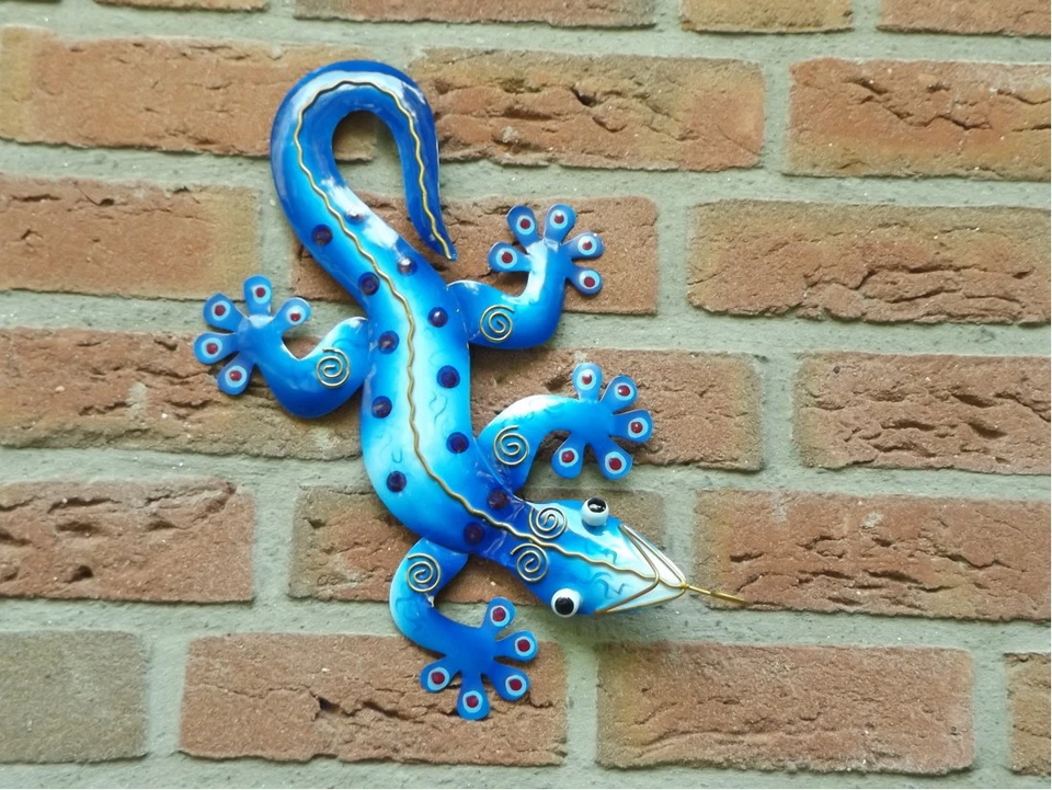 Gecko Deko Lurch Eidechse Wanddeko Wandbild Salamander Echse Drache Skulptur     - Bild 1 von 1