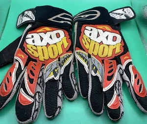 Vtg AXO Sport Motocross/BMX Gloves, L/10, EUC, Red, Black, Yellow & White - Picture 1 of 4