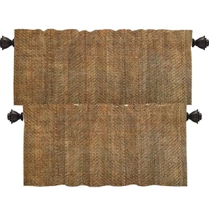 Wood Bamboo Rustic Kitchen Valances Half Window Curtain Weave Wood Pattern Textu - Picture 1 of 7