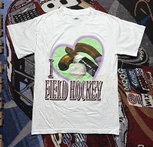 Camisa de hockey vintage I Love Field niña deportes mundiales 1997 corazón pequeño años 90 - Imagen 1 de 19