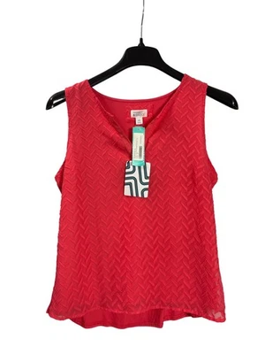 Stitch Fix Market & Spruce Ezide Textured Mixed Materials Top Size LP Coral New - Image 1 of 4