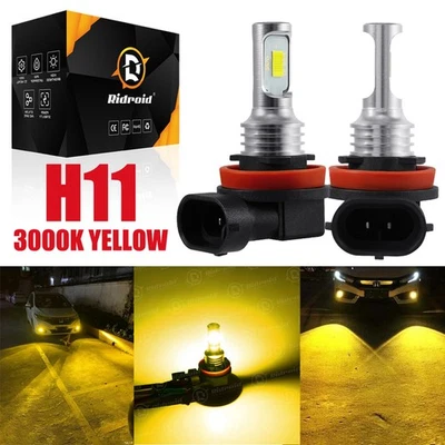 Pair 100W LED Fog Light Bulbs H8 H11 Driving Lamp Bulbs Amber 6000K Yellow Light - Image 1 of 4